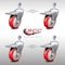 Service Caster 4 Inch SS Red Polyurethane 1/2 Inch Threaded Stem Caster Set Total Lock Brake SCC-SSTSTTL20S414-PPUB-RED-121315-4 - alternate 3